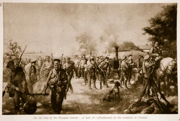Sulla linea della ritirata russa: una sosta per rinfreschi lungo la strada in Polonia, 1914-19